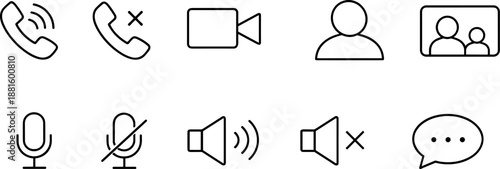 Social media reaction and interaction icons set. Like, comment, share, notification and user engagement outline symbols