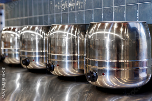 Photos Stainless steel soup warmer machine on a counter