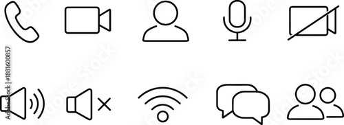 Social media reaction and interaction icons set. Like, comment, share, notification and user engagement outline symbols