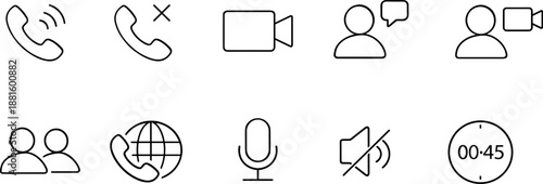 Social media reaction and interaction icons set. Like, comment, share, notification and user engagement outline symbols