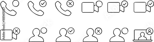 Social media reaction and interaction icons set. Like, comment, share, notification and user engagement outline symbols