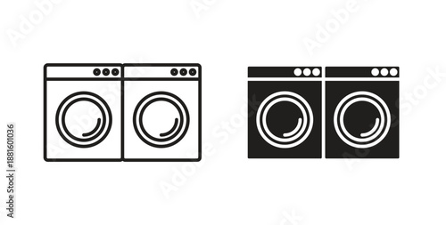 Laundry icons. Outline icons vector collection. flat illustrations