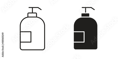 Liquid soap bottle icons. Outline icons vector collection. flat illustrations