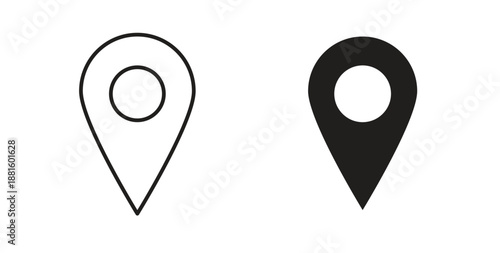 Map marker icons. Outline icons vector collection. flat illustrations