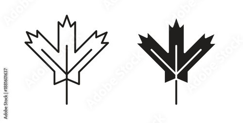 Maple leaf icons. Outline icons vector collection. flat illustrations