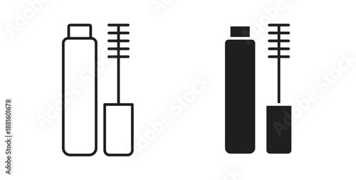 Mascara brush icons. Outline icons vector collection. flat illustrations