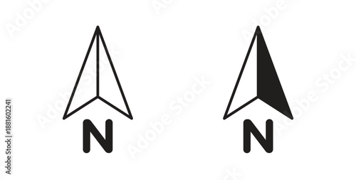 North icons. Outline icons vector collection. flat illustrations