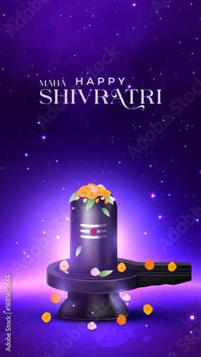 Happy maha Shivratri, a Hindu festival celebrated of lord shiva night. Maha shivratri indian religious festival banner.