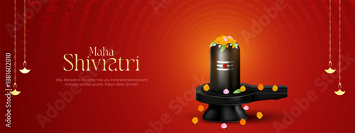 Happy maha Shivratri, a Hindu festival celebrated of lord shiva night. Maha shivratri indian religious festival banner.