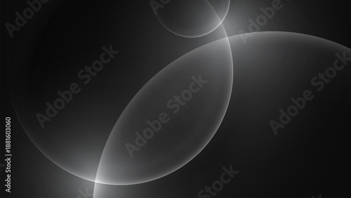 Glass abstract overlapping circular gradient background design art clean. Black abstract background with glass circles design vector.