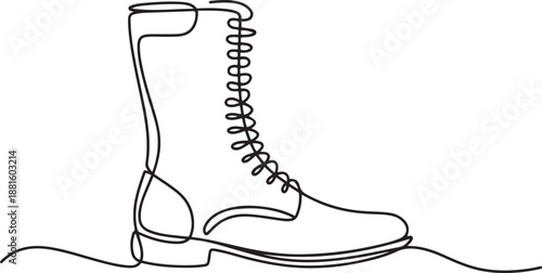 Boot in continuous line art drawing style.one line vector illustration with out background