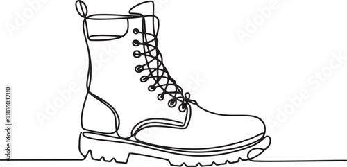 Boot in continuous line art drawing style.one line vector illustration with out background