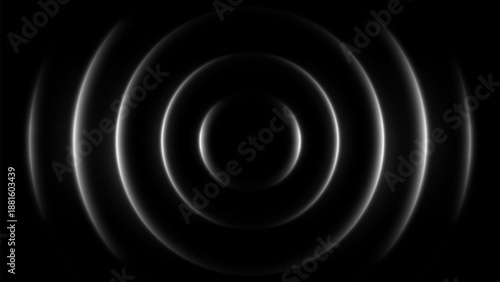 Abstract concentric light rings background with soft gray gradient hue