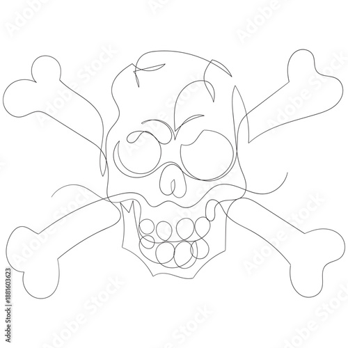 Danger sign icon   continuous one line drawing of outline vector illustration 