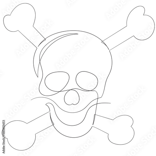 Danger sign icon   continuous one line drawing of outline vector illustration 