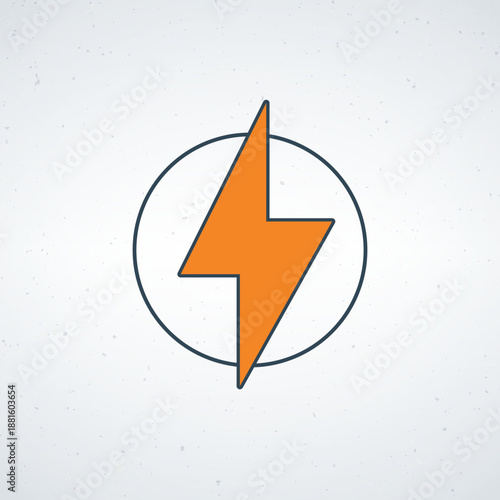 A stylized orange lightning bolt icon in a circle on a white background