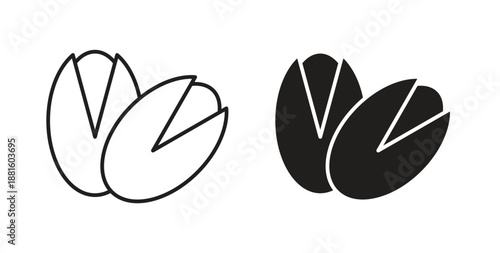 Pistachio icons. Outline icons vector collection. flat illustrations