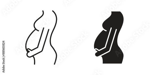 Pregnancy icons. Outline icons vector collection. flat illustrations