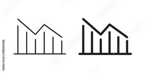 Reduction chart icons. Outline icons vector collection. flat illustrations