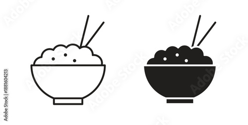 Rice bowl icons. Outline icons vector collection. flat illustrations