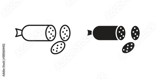 Sausage salami icons. Outline icons vector collection. flat illustrations