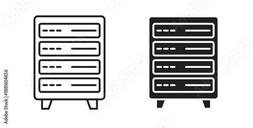Server rack icons. Outline icons vector collection. flat illustrations