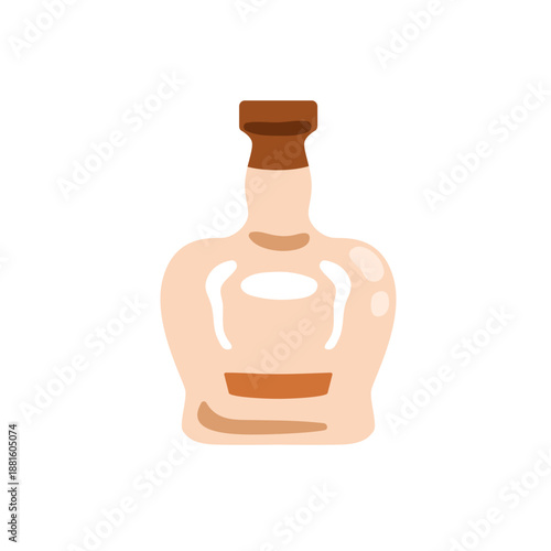 Alcohol bottle. Alcoholic drink, strong spirits, abstract beverage container. Brandy, whiskey, premium product. Cognac, liquor in glass packaging. Flat vector illustration isolated on white background