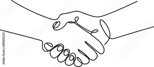 Continuous line drawing of a handshake.one line vector illustration with out background