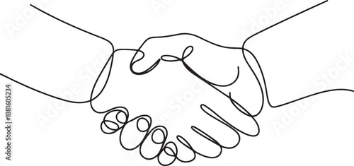 Continuous line drawing of a handshake.one line vector illustration with out background