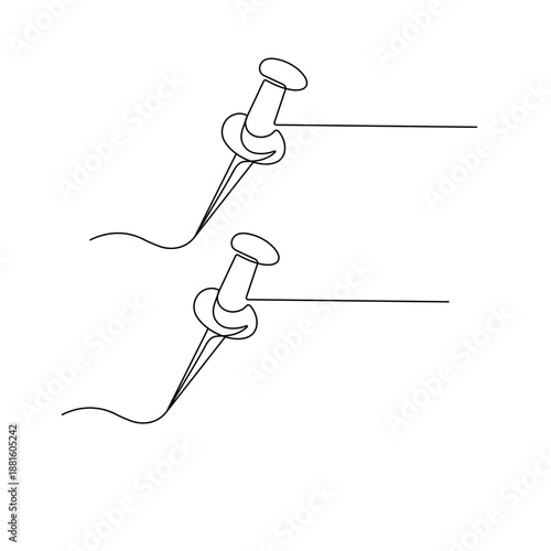 Continuous line drawing of a pushpin icon 
