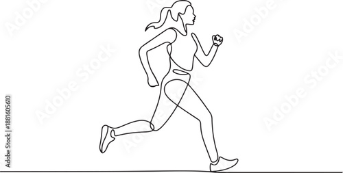 One continuous line design of a woman jogging.one line vector illustration with out background