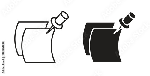 Sticky notes icons. Outline icons vector collection. flat illustrations