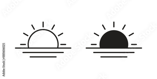 Sunrise icons. Outline icons vector collection. flat illustrations