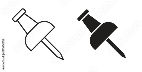 Thumbtack icons. Outline icons vector collection. flat illustrations