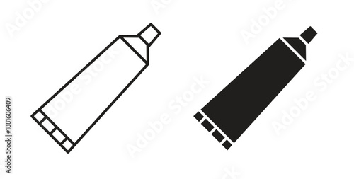 Toothpaste tube icons. Outline icons vector collection. flat illustrations