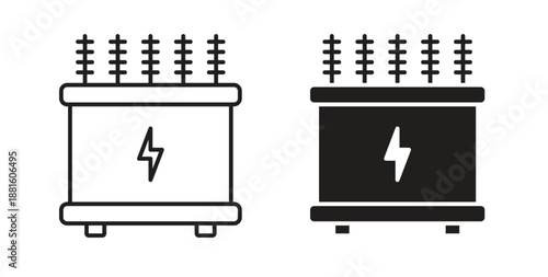 Transformer icons. Outline icons vector collection. flat illustrations