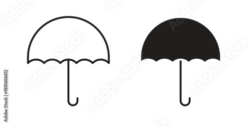 Umbrella icons. Outline icons vector collection. flat illustrations