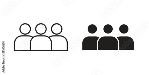 Users icons. Outline icons vector collection. flat illustrations