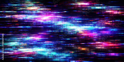 An abstract blue background featuring a textured pattern of stars and glowing purple waves with motion lines creates an artistic digital wallpaper of energy and light