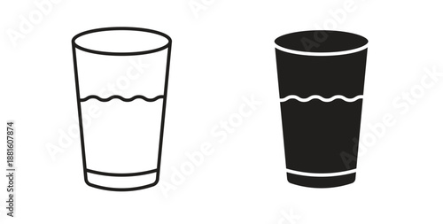 Water glass icons. Outline icons vector collection. flat illustrations