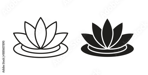 Water lily icons. Outline icons vector collection. flat illustrations