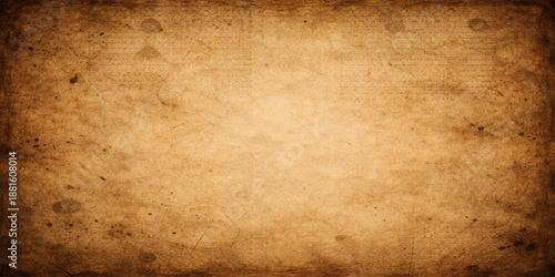 A worn and stained vintage parchment texture featuring an aged brown grunge pattern on a blank antique paper backdrop with a retro sepia design and old grungy art