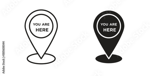 You are Here Pointer icons. Outline icons vector collection. flat illustrations