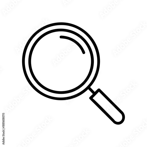 inimal search magnifier icon in clean outline vector style. Ideal for UI UX design, enterprise software, search systems, scalable and easy to customize.