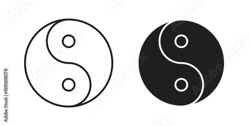 Yin yang icons. Outline icons vector collection. flat illustrations