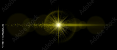 Luminous optical flare with glowing orbs and smooth reflections. Ideal for overlays, modern graphic effects, and cinematic lighting compositions.
