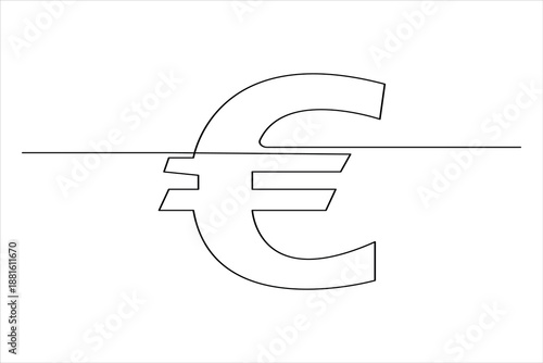 Euro money symbol continuous line drawing for business and finance minimalist vector illustration
