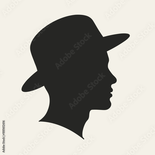 Silhouette of man wearing hat in profile view, representing themes of identity, fashion, or personal expression. Suitable for use in discussions of style and character representation.