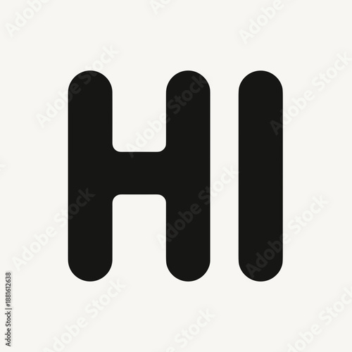 Bold black text saying hi on a light background. Concept of friendly greetings and communication, useful for social media, marketing, or digital design.
