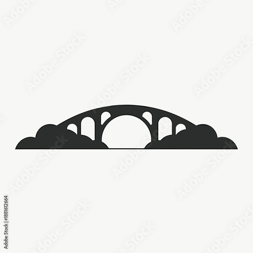 Bridge silhouette with clouds in background, symbolizing connection and freedom. Useful for design projects related to architecture or nature themes.